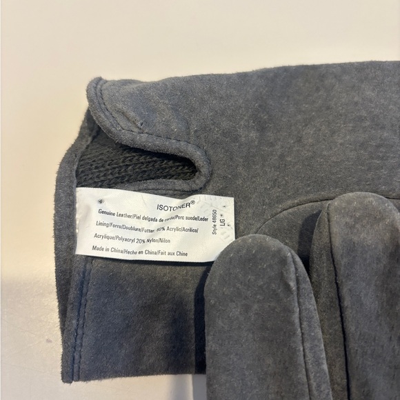 Isotoner Grey Genuine Leather/Suede Gloves Women’s Large - Picture 3 of 4